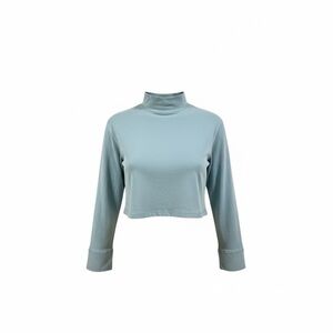 Lush Light Blue Turtleneck Crop Top
